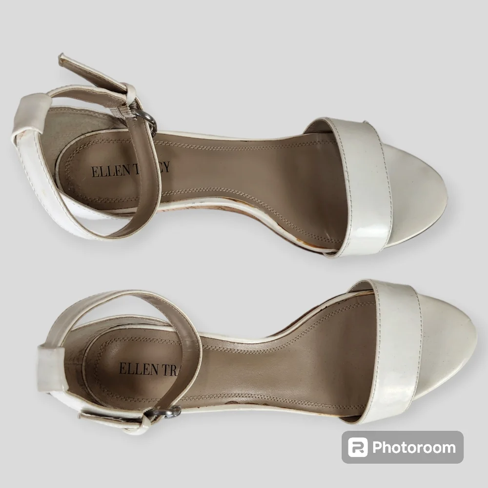 Ellen Tracy Billy Wedge Cork Ankle Strap Sandals size 10